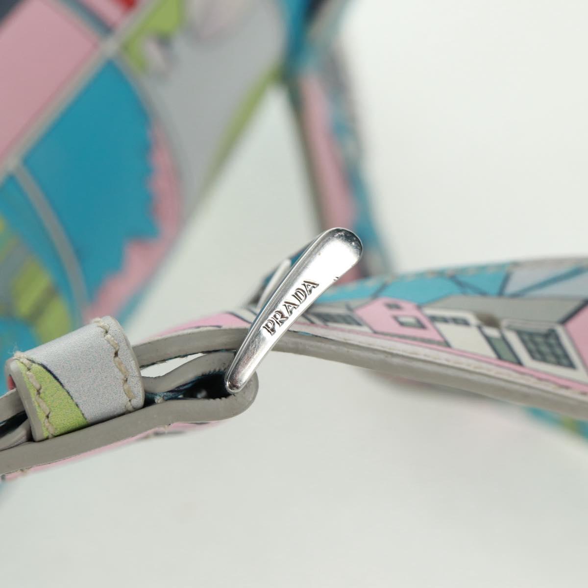 PRADA Body Bag Leather Light Blue Silver Auth 168150V