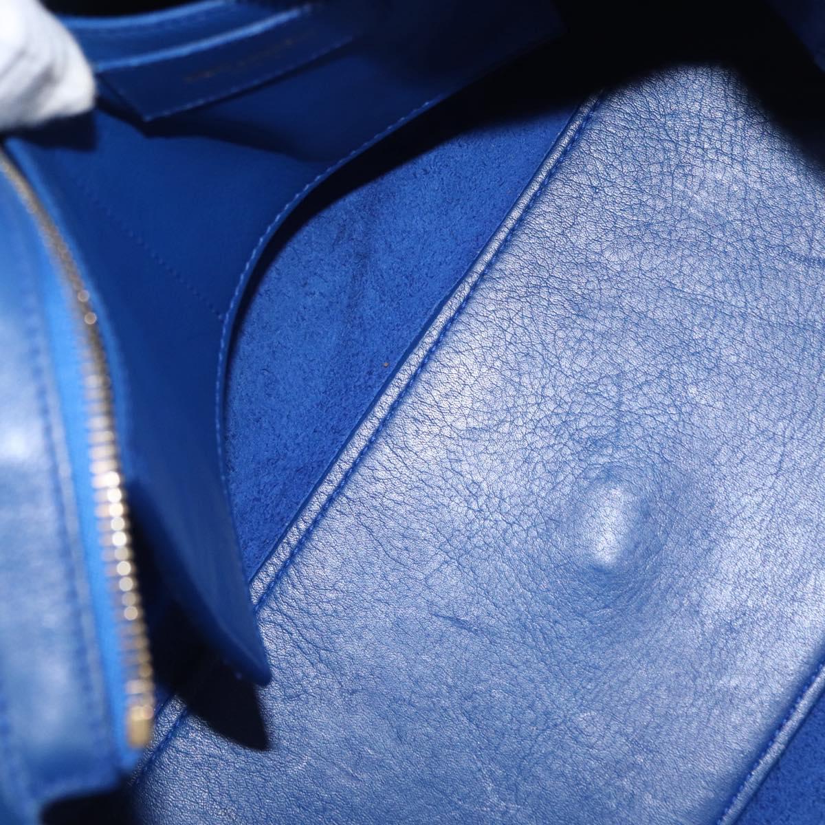 SAINT LAURENT Baby Kabas Hand Bag Leather 2way Blue Gold 311210 Auth 168154