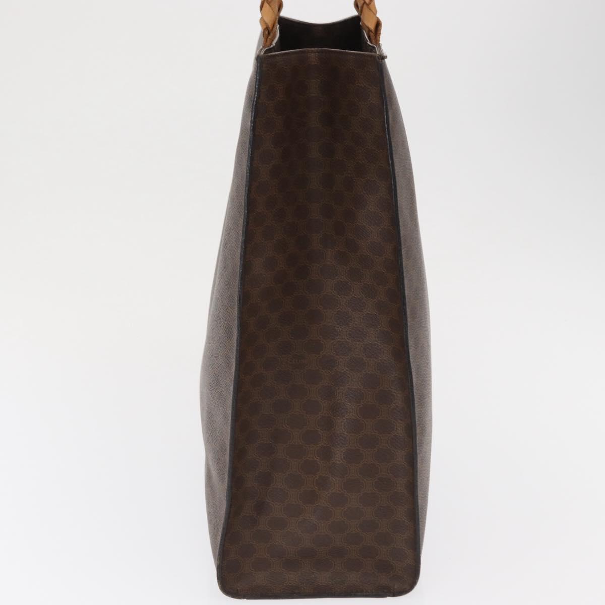 CELINE Macadam Canvas Tote Bag PVC Leather Brown Gold Auth 168166
