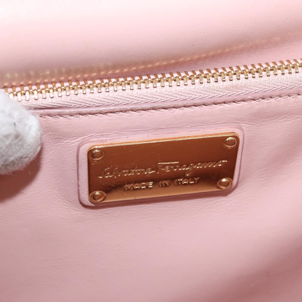 Salvatore Ferragamo Vala Chain Shoulder Bag Patent leather Pink Gold Auth 168168