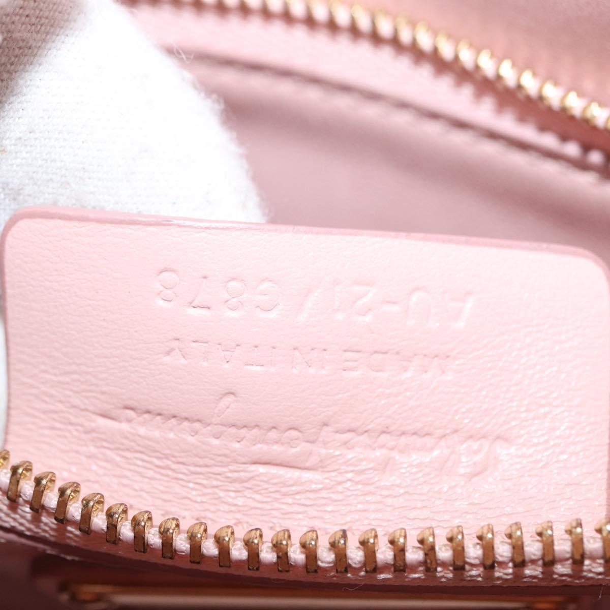 Salvatore Ferragamo Vala Chain Shoulder Bag Patent leather Pink Gold Auth 168168