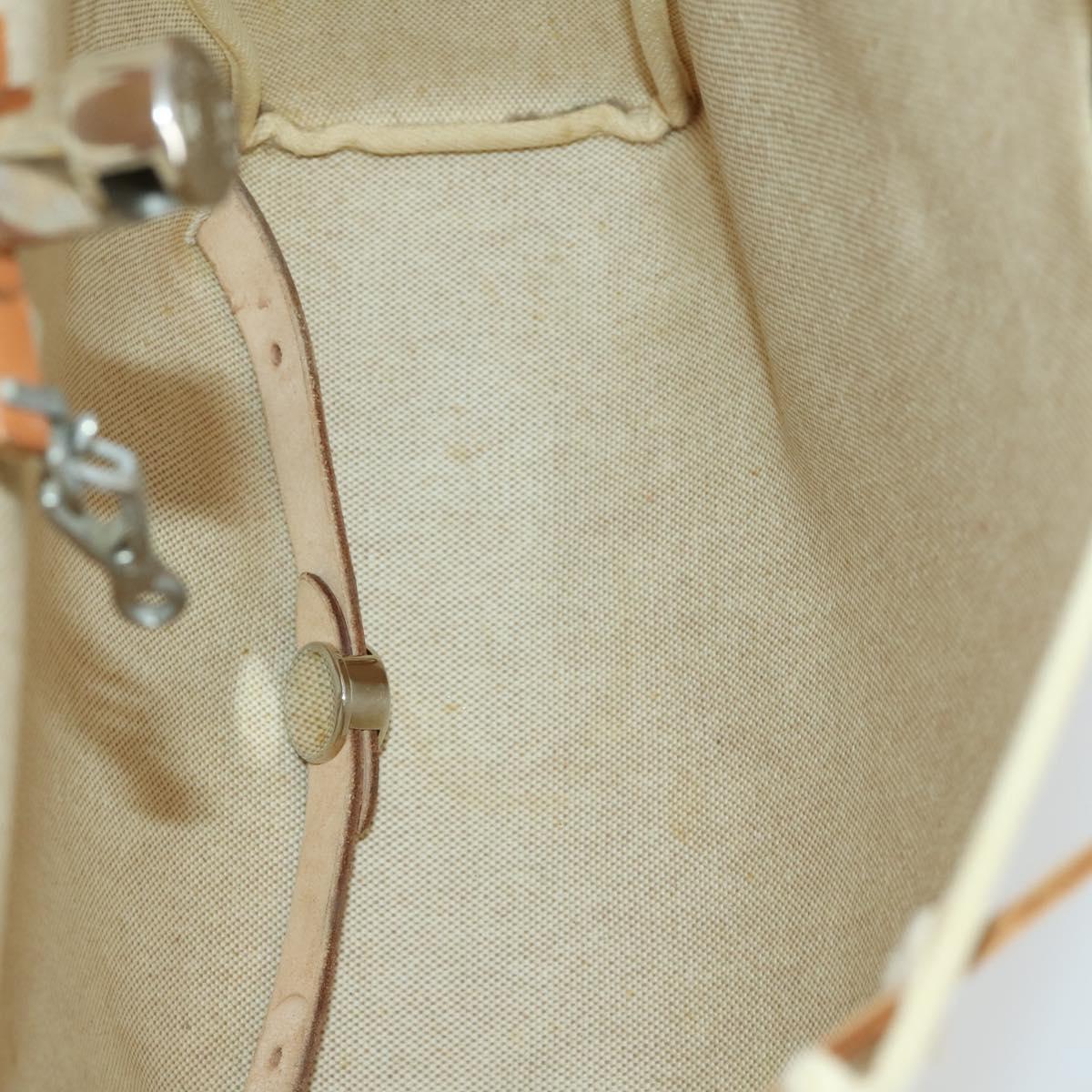 HERMES Herbag Ad PM Backpack Canvas Leather 2way Beige Silver Auth 168174