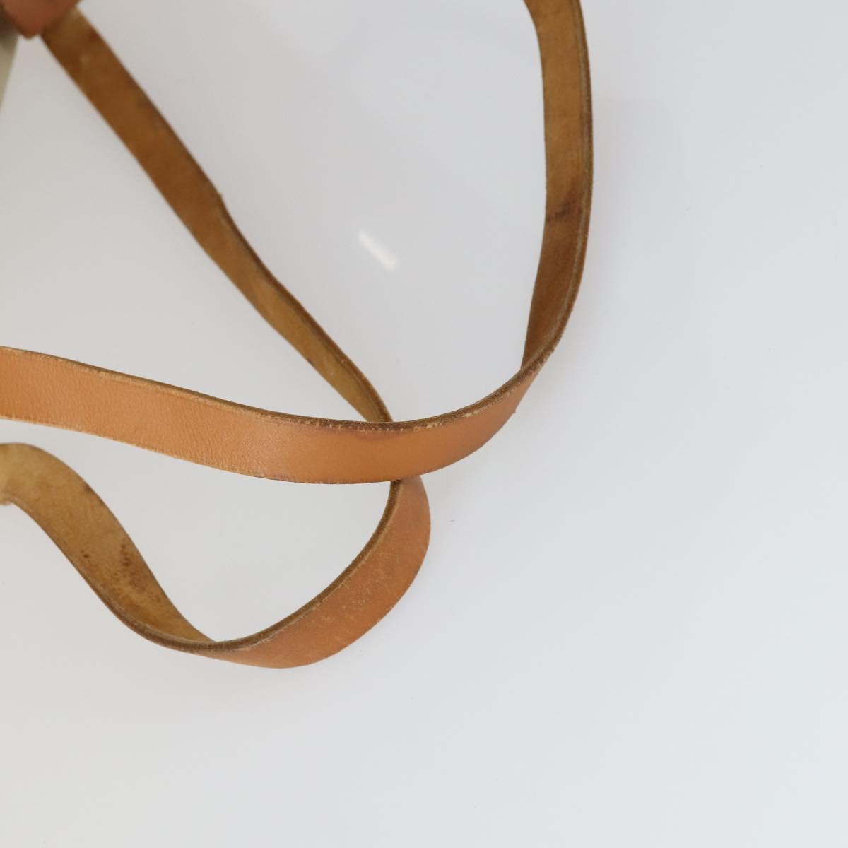 HERMES Herbag Ad PM Backpack Canvas Leather 2way Beige Silver Auth 168174