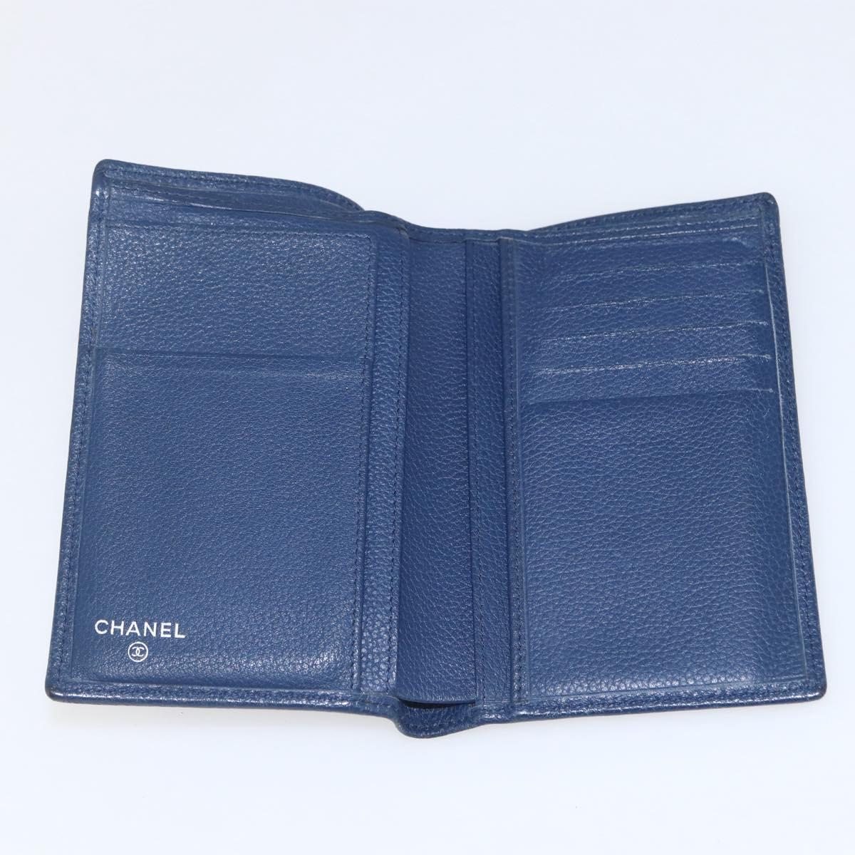 CHANEL COCO Mark Wallet Leather Navy CC Auth 168183