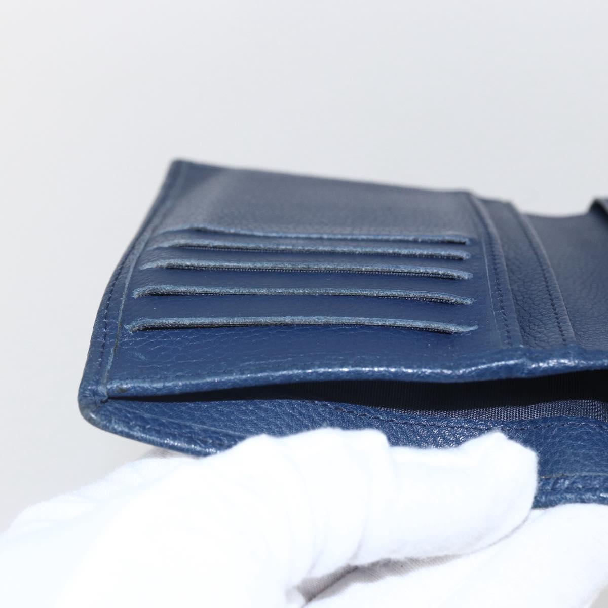 CHANEL COCO Mark Wallet Leather Navy CC Auth 168183