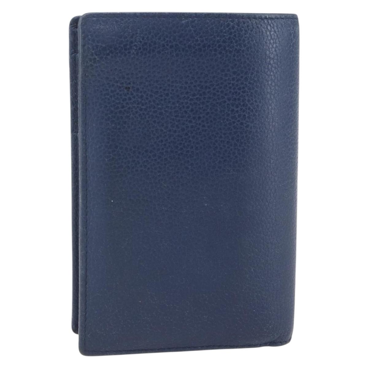 CHANEL COCO Mark Wallet Leather Navy CC Auth 168183