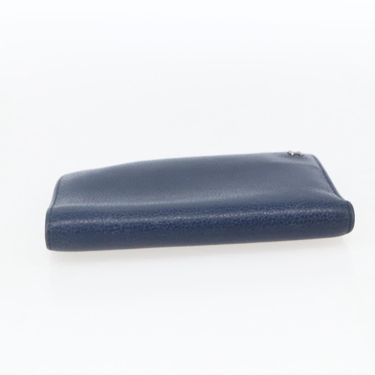 CHANEL COCO Mark Wallet Leather Navy CC Auth 168183