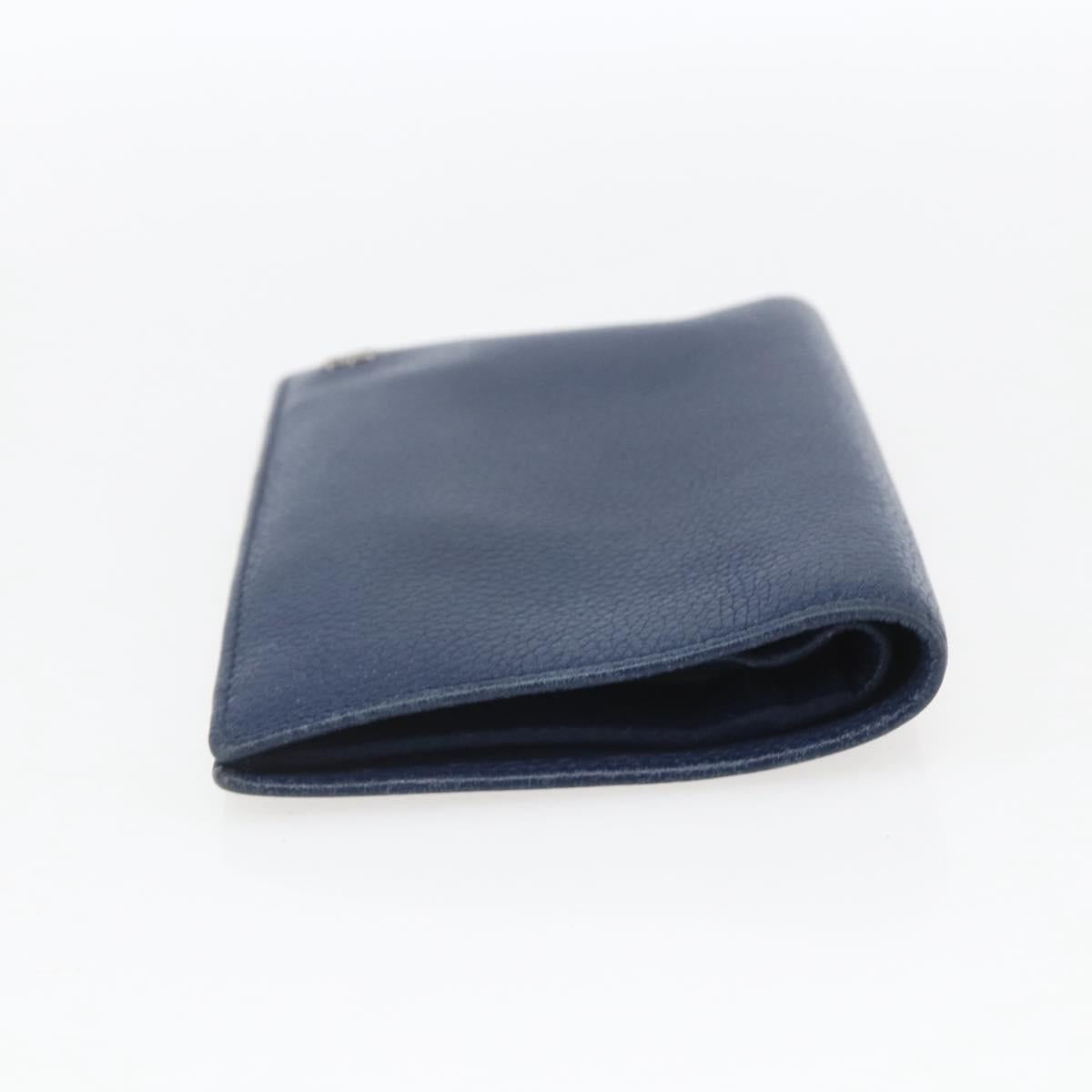 CHANEL COCO Mark Wallet Leather Navy CC Auth 168183