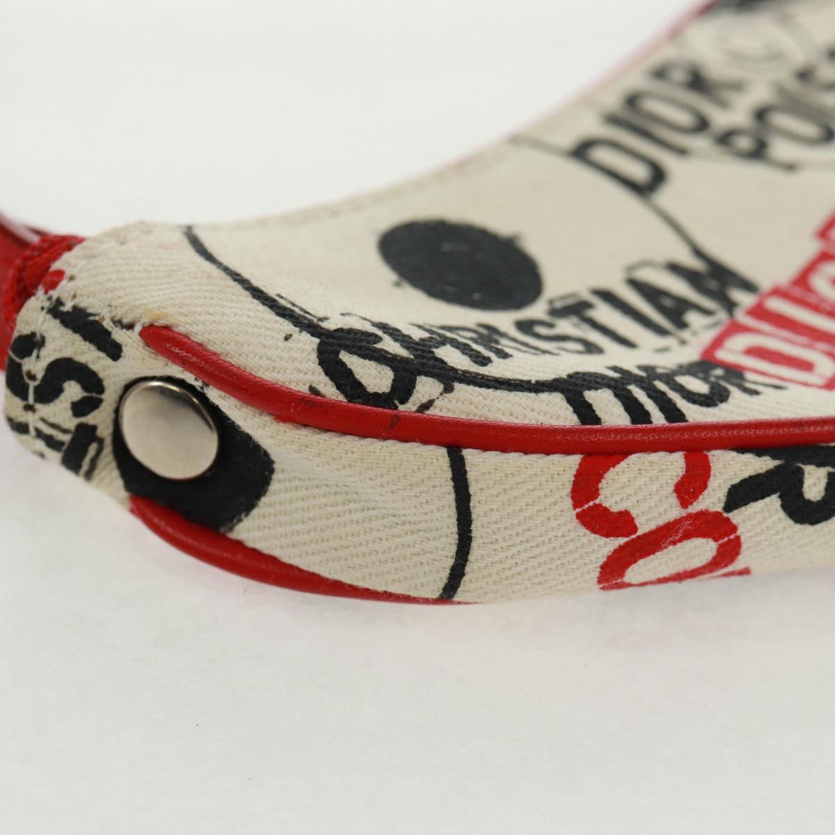 Christian Dior Hardcore Saddle pouch Pouch Canvas White Silver Auth 168201V