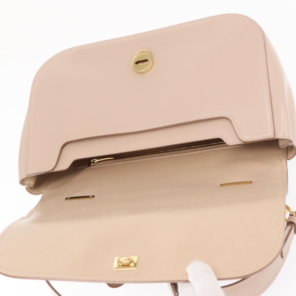 Salvatore Ferragamo Vala Hand Bag Leather 2way Beige Gold Auth 168221