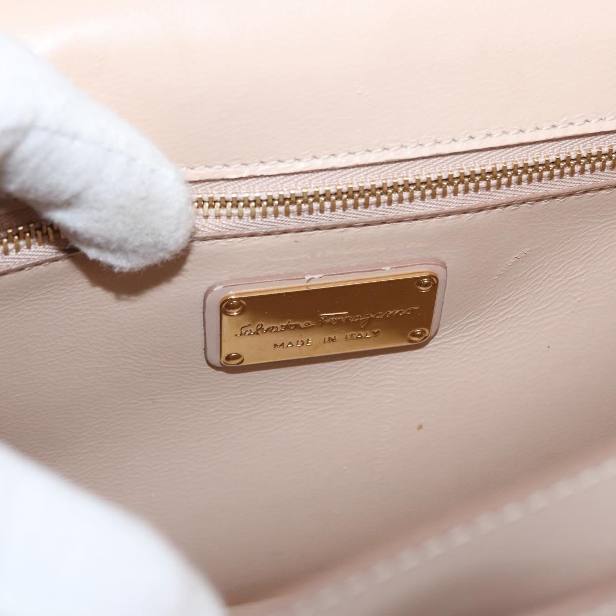 Salvatore Ferragamo Vala Hand Bag Leather 2way Beige Gold Auth 168221