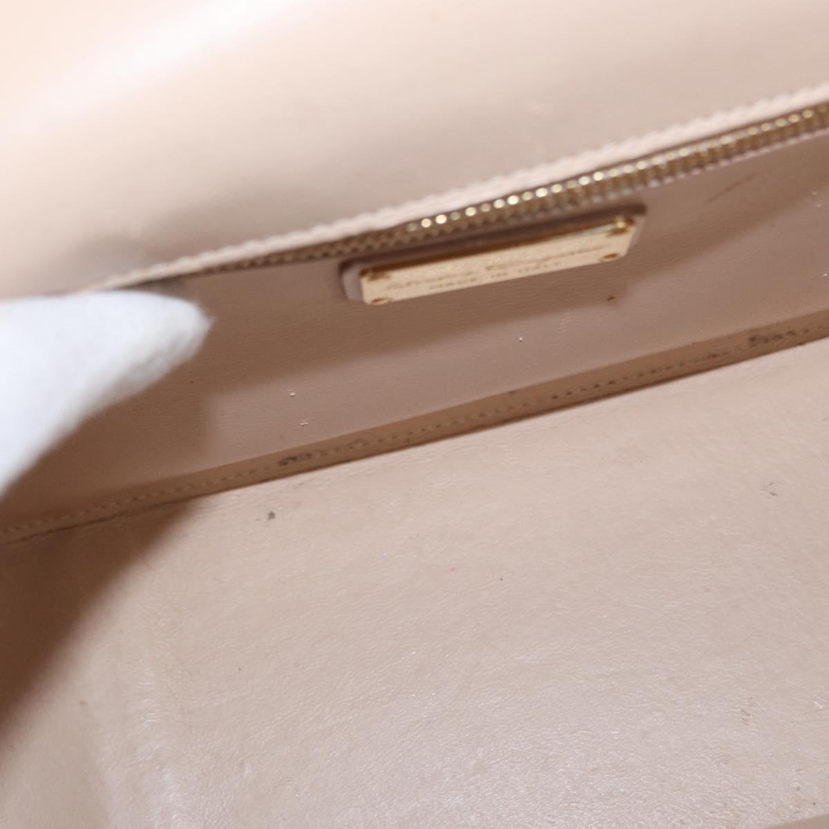 Salvatore Ferragamo Vala Hand Bag Leather 2way Beige Gold Auth 168221