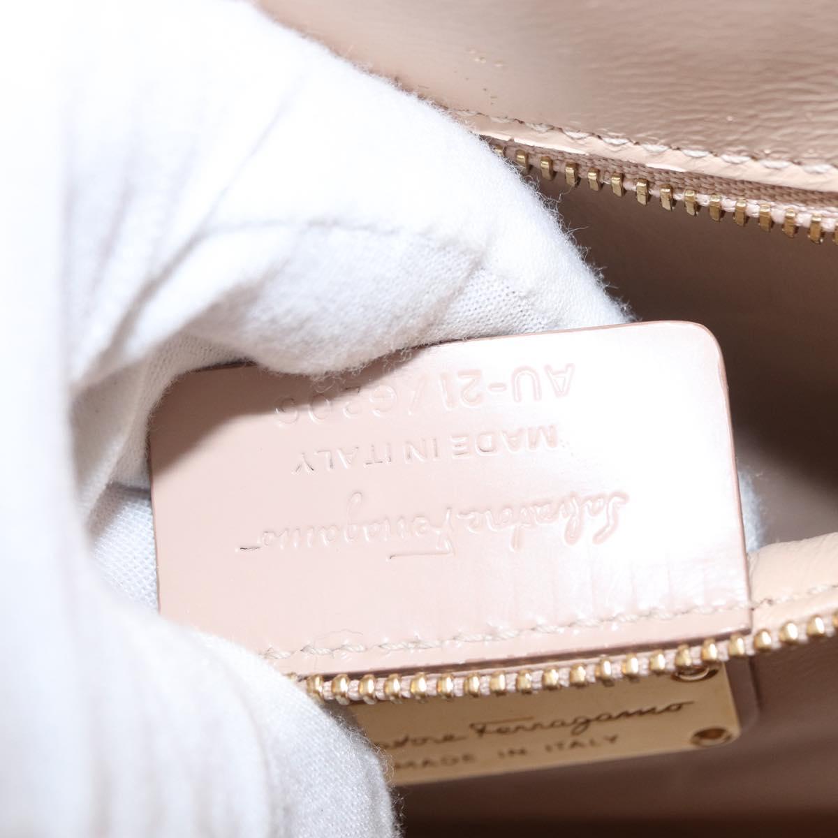 Salvatore Ferragamo Vala Hand Bag Leather 2way Beige Gold Auth 168221