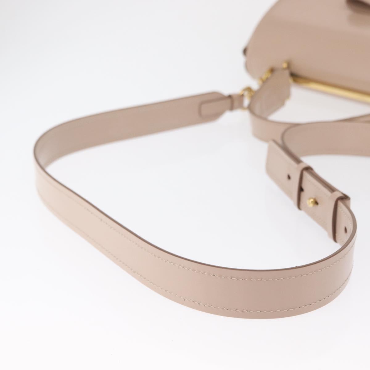 Salvatore Ferragamo Vala Hand Bag Leather 2way Beige Gold Auth 168221