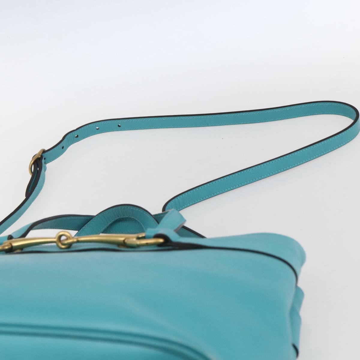 GUCCI Hand Bag Leather 2way Light Blue Gold 319795 Auth 168224V