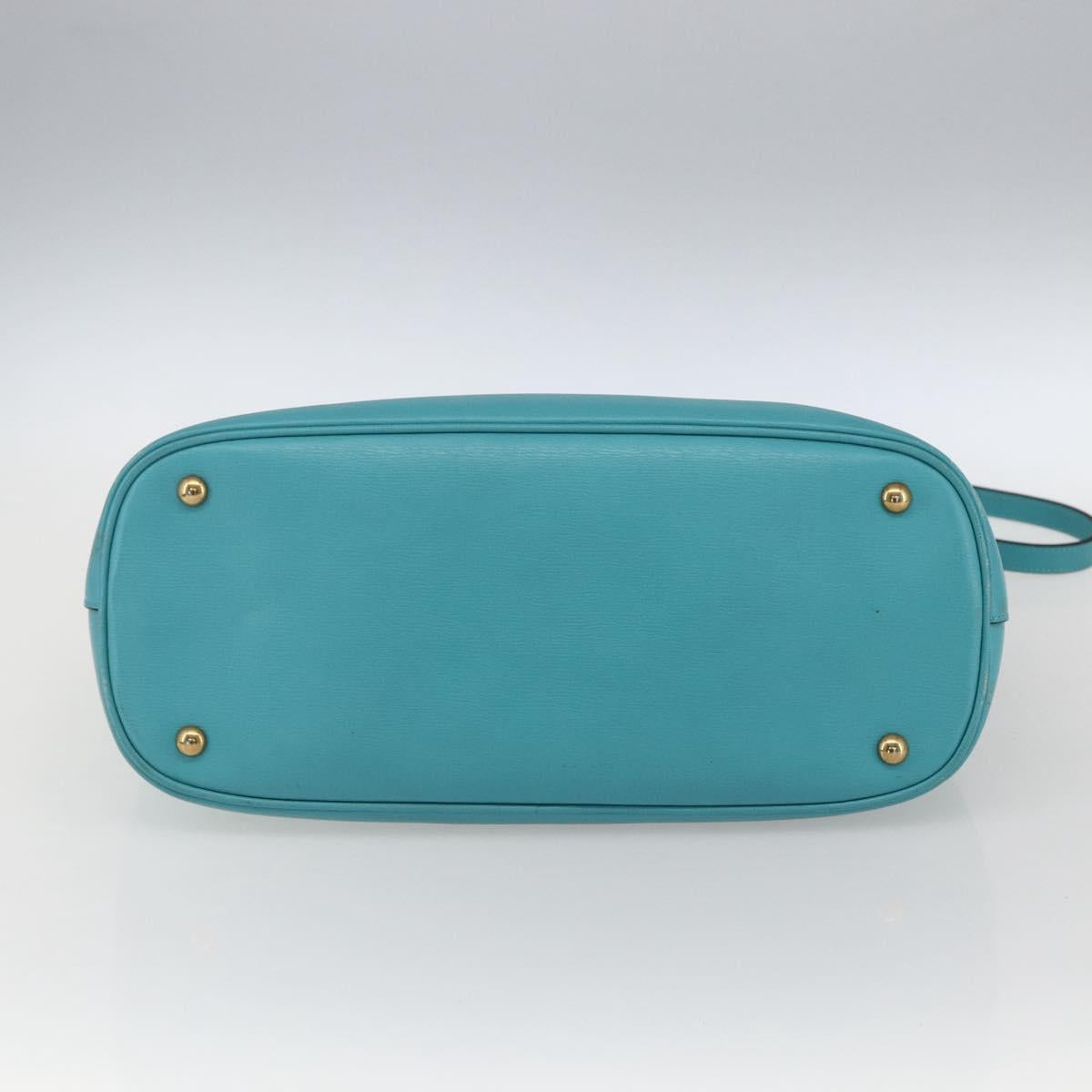 GUCCI Hand Bag Leather 2way Light Blue Gold 319795 Auth 168224V