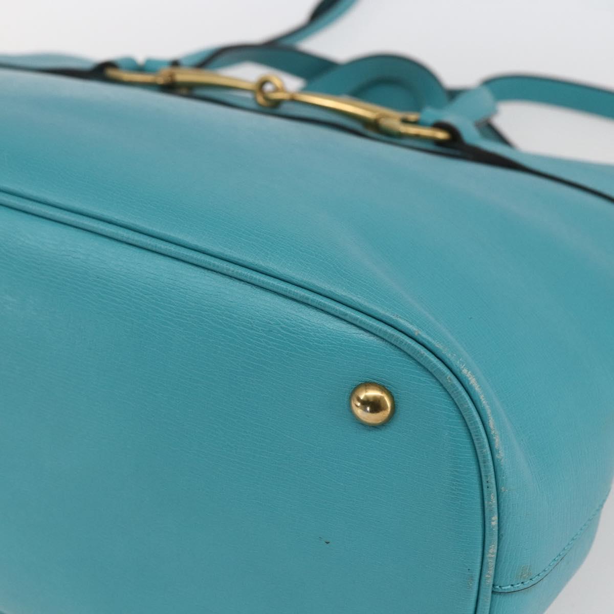 GUCCI Hand Bag Leather 2way Light Blue Gold 319795 Auth 168224V