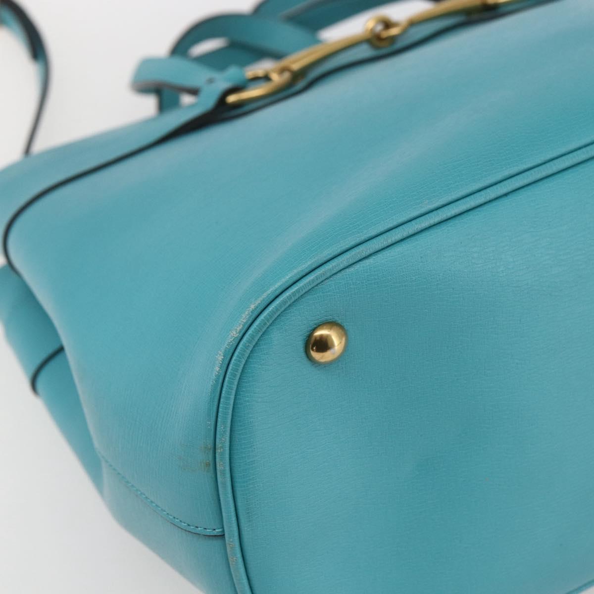 GUCCI Hand Bag Leather 2way Light Blue Gold 319795 Auth 168224V