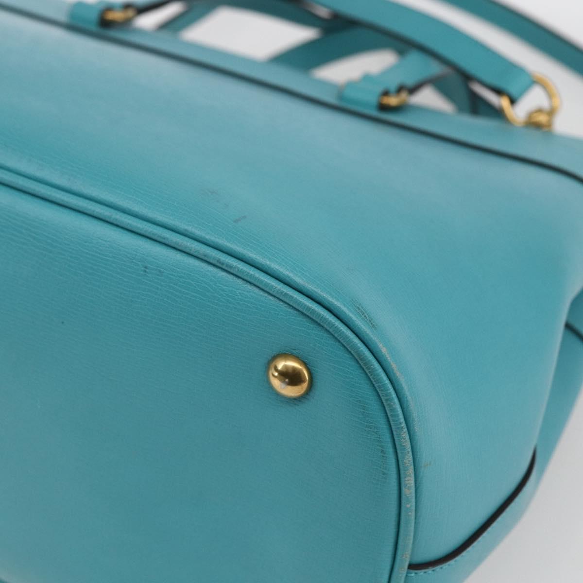 GUCCI Hand Bag Leather 2way Light Blue Gold 319795 Auth 168224V