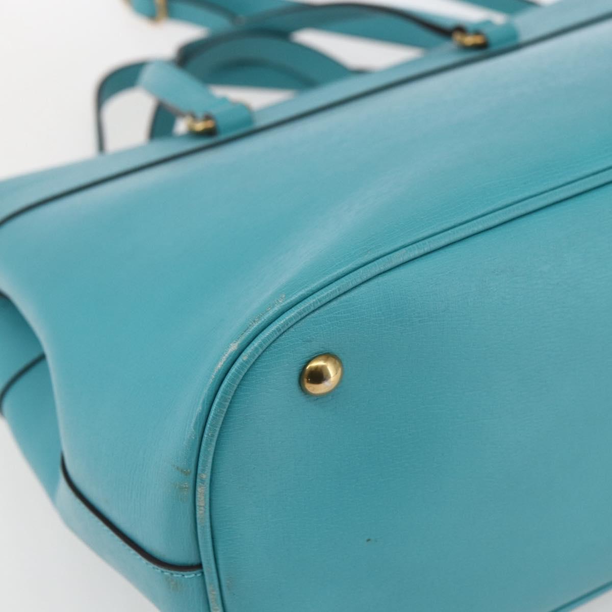 GUCCI Hand Bag Leather 2way Light Blue Gold 319795 Auth 168224V