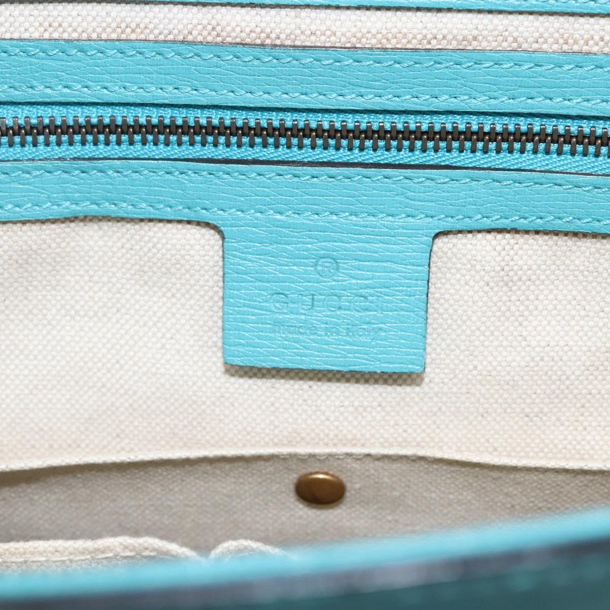GUCCI Hand Bag Leather 2way Light Blue Gold 319795 Auth 168224V
