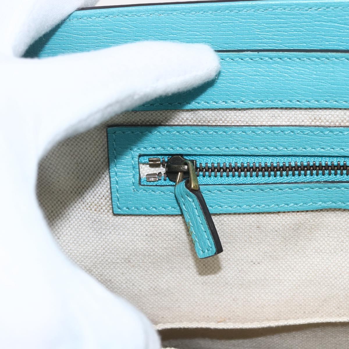 GUCCI Hand Bag Leather 2way Light Blue Gold 319795 Auth 168224V