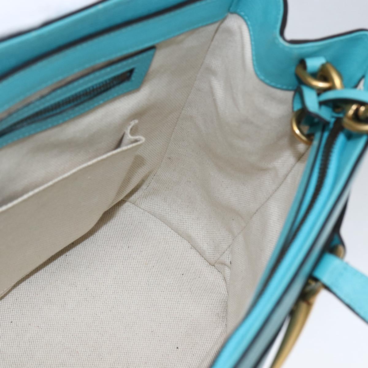GUCCI Hand Bag Leather 2way Light Blue Gold 319795 Auth 168224V