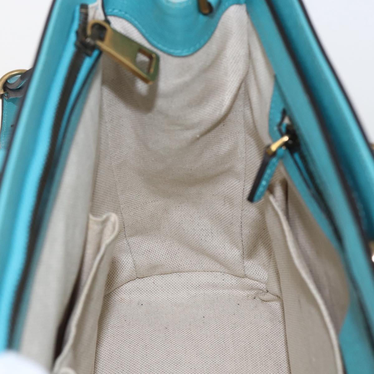 GUCCI Hand Bag Leather 2way Light Blue Gold 319795 Auth 168224V