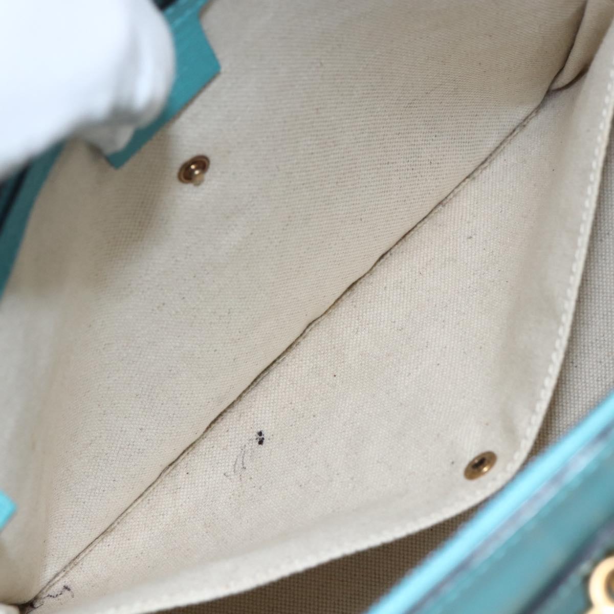 GUCCI Hand Bag Leather 2way Light Blue Gold 319795 Auth 168224V