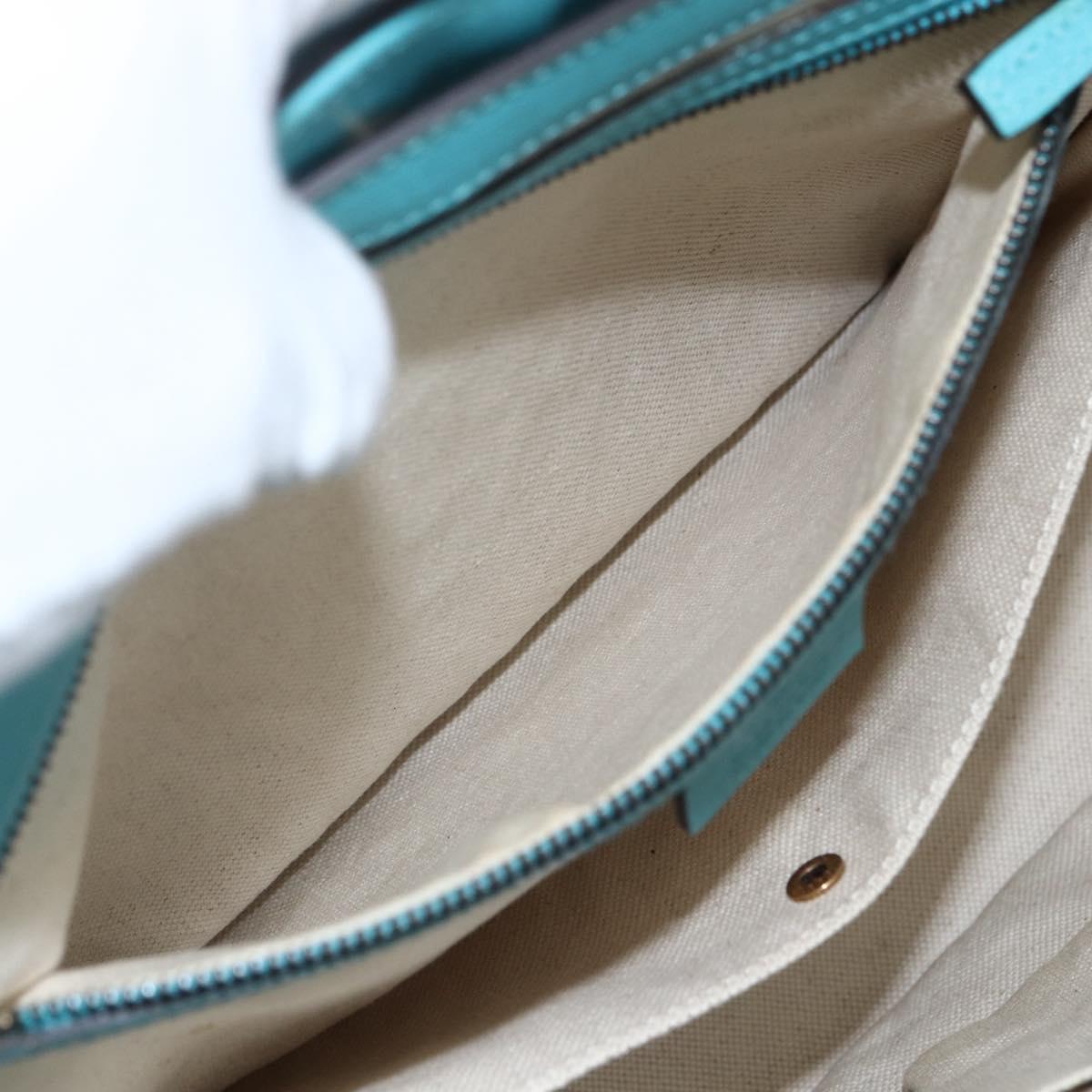 GUCCI Hand Bag Leather 2way Light Blue Gold 319795 Auth 168224V