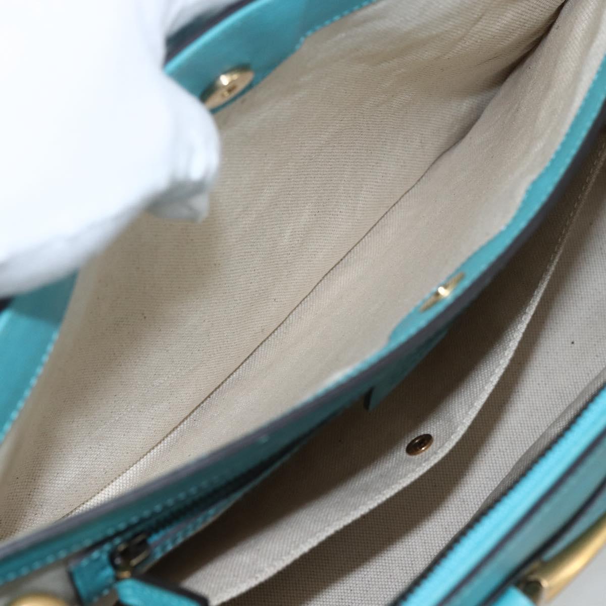 GUCCI Hand Bag Leather 2way Light Blue Gold 319795 Auth 168224V