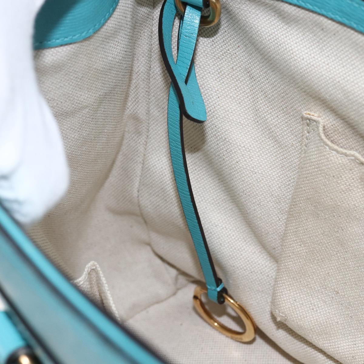 GUCCI Hand Bag Leather 2way Light Blue Gold 319795 Auth 168224V