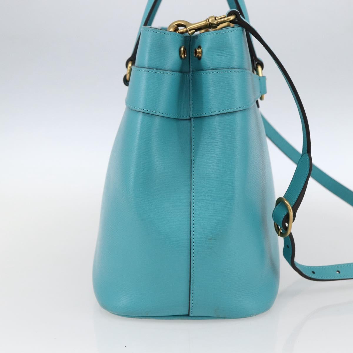 GUCCI Hand Bag Leather 2way Light Blue Gold 319795 Auth 168224V