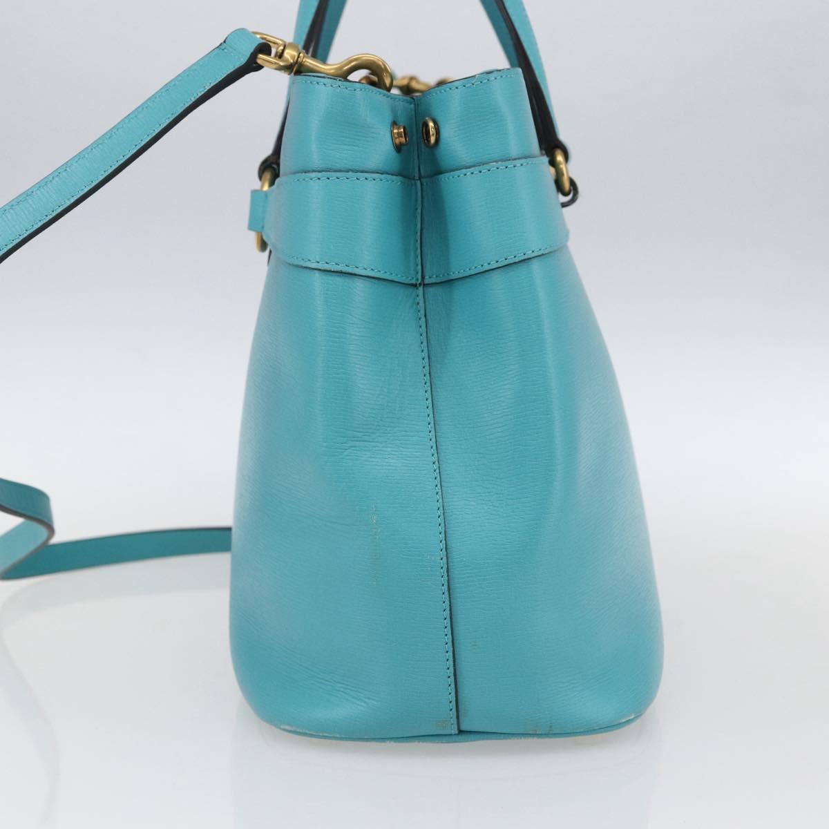 GUCCI Hand Bag Leather 2way Light Blue Gold 319795 Auth 168224V