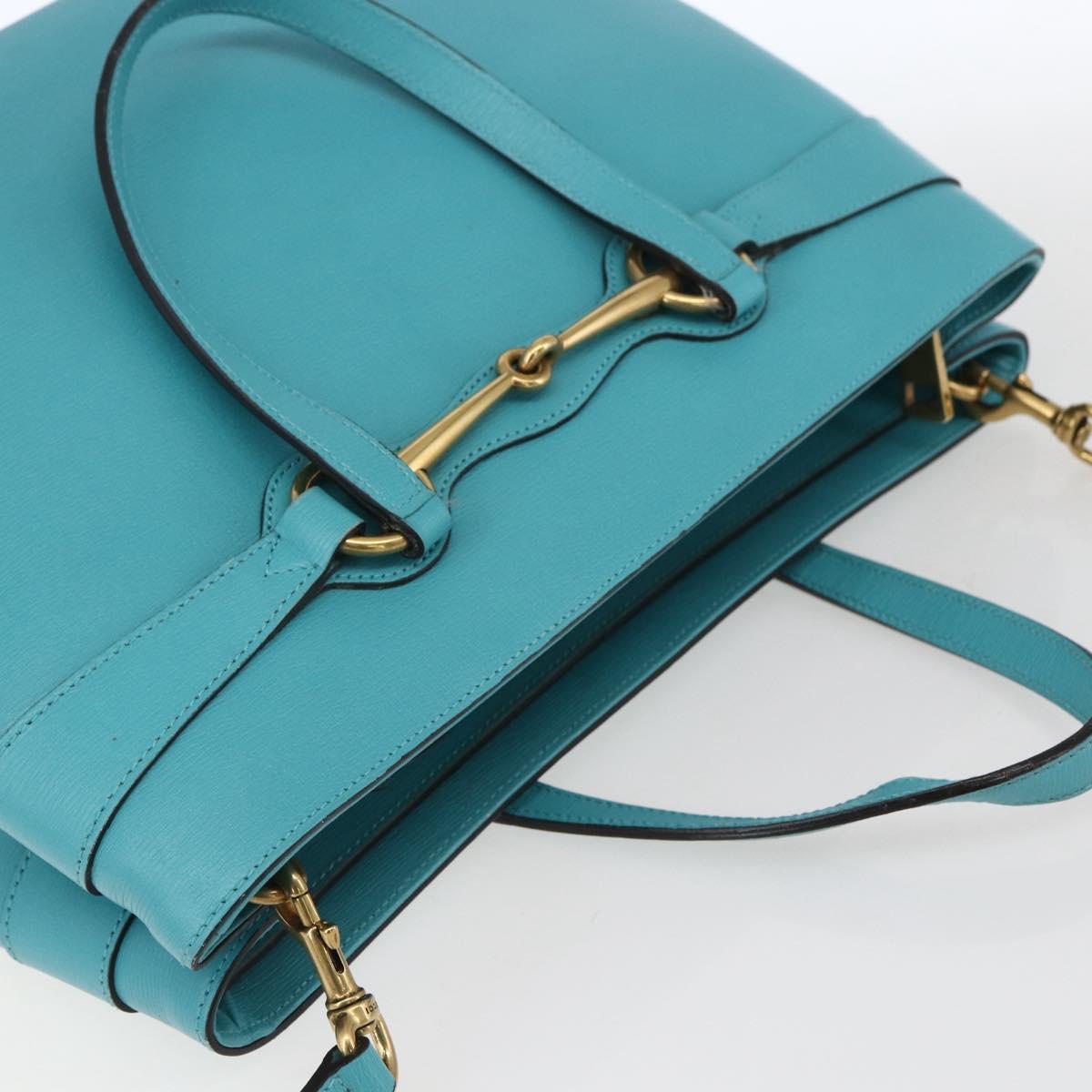 GUCCI Hand Bag Leather 2way Light Blue Gold 319795 Auth 168224V