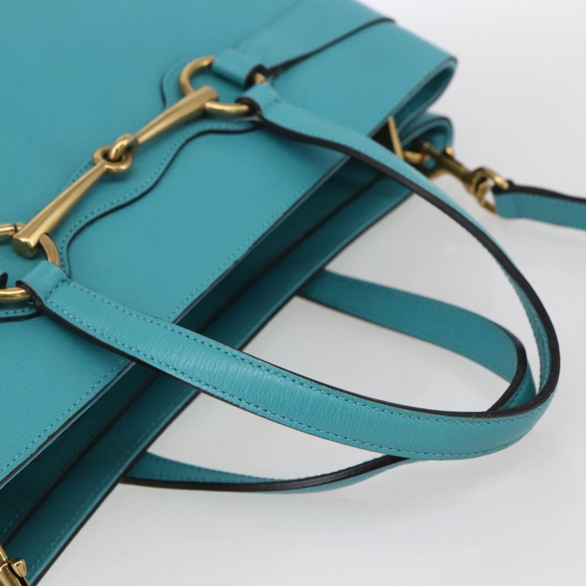 GUCCI Hand Bag Leather 2way Light Blue Gold 319795 Auth 168224V