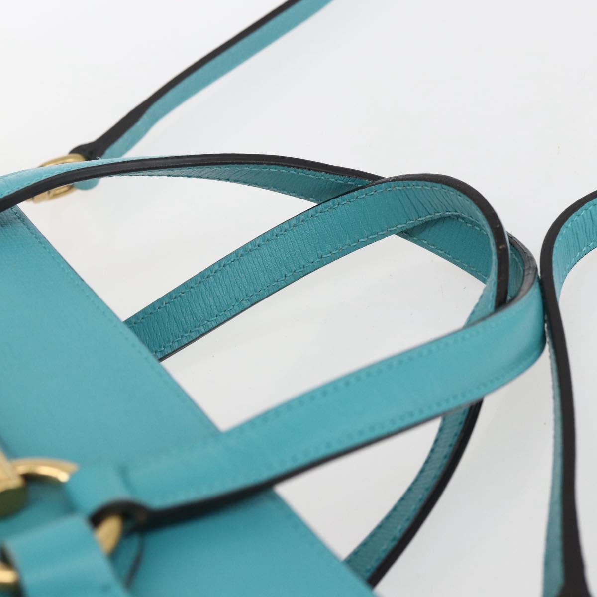 GUCCI Hand Bag Leather 2way Light Blue Gold 319795 Auth 168224V