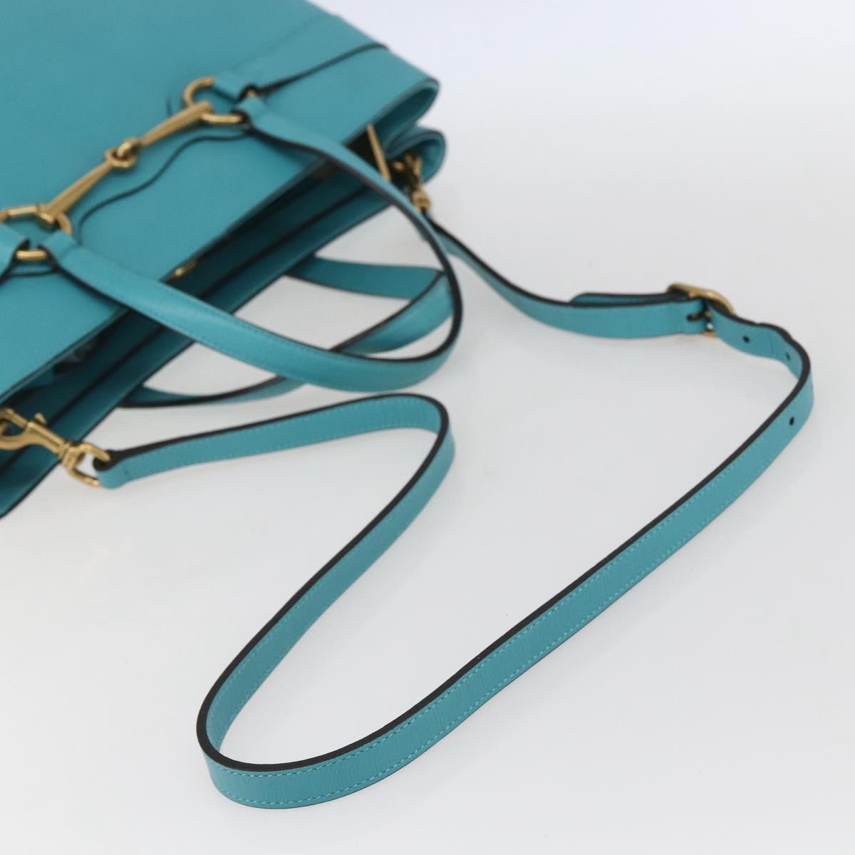 GUCCI Hand Bag Leather 2way Light Blue Gold 319795 Auth 168224V