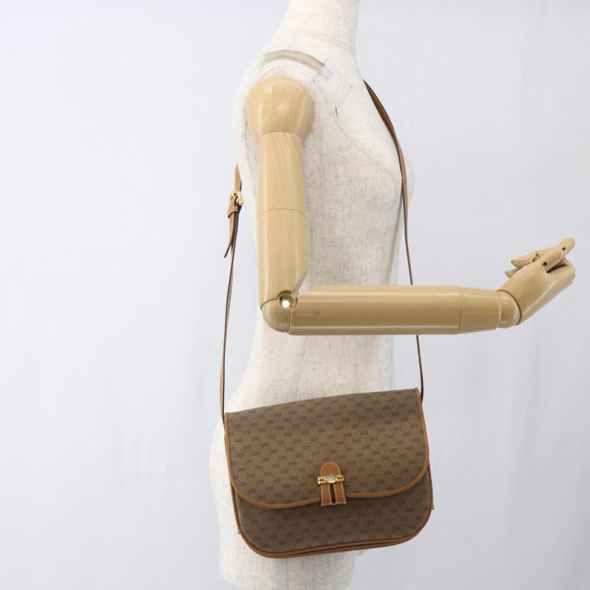 GUCCI Micro GG Supreme Shoulder Bag PVC Beige Gold 001 406 1780 Auth 168242