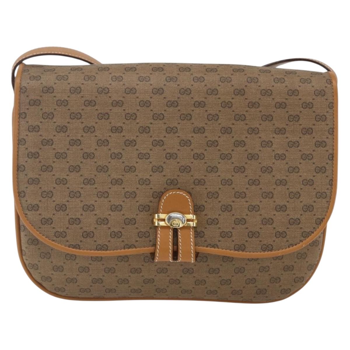 GUCCI Micro GG Supreme Shoulder Bag PVC Beige Gold 001 406 1780 Auth 168242