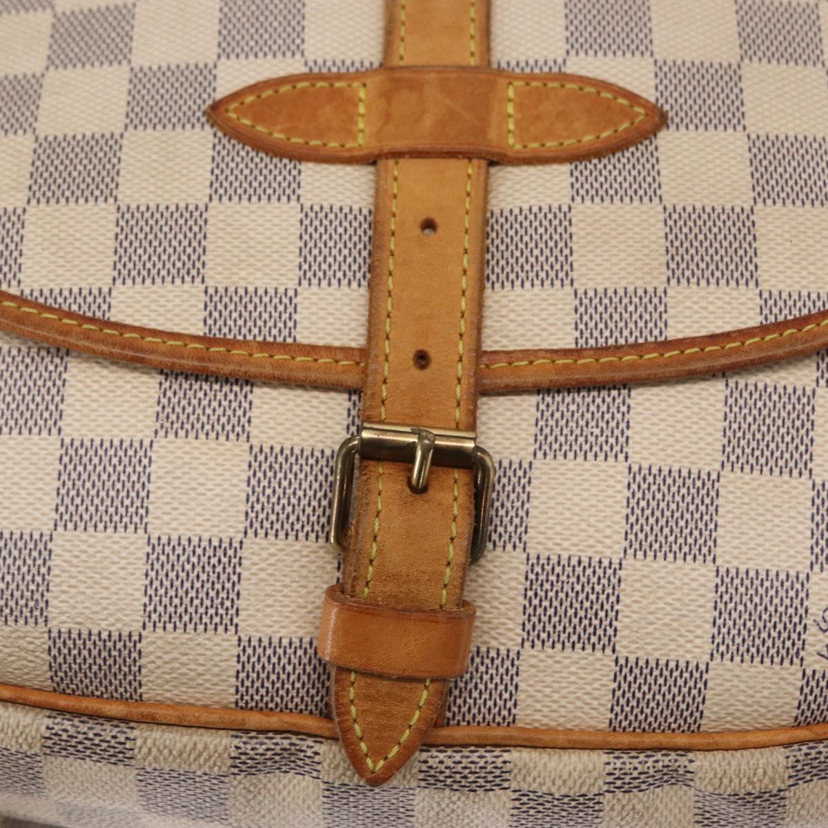 LOUIS VUITTON Damier Azur Saumur 30 Shoulder Bag SPO N48202 LV Auth 168246