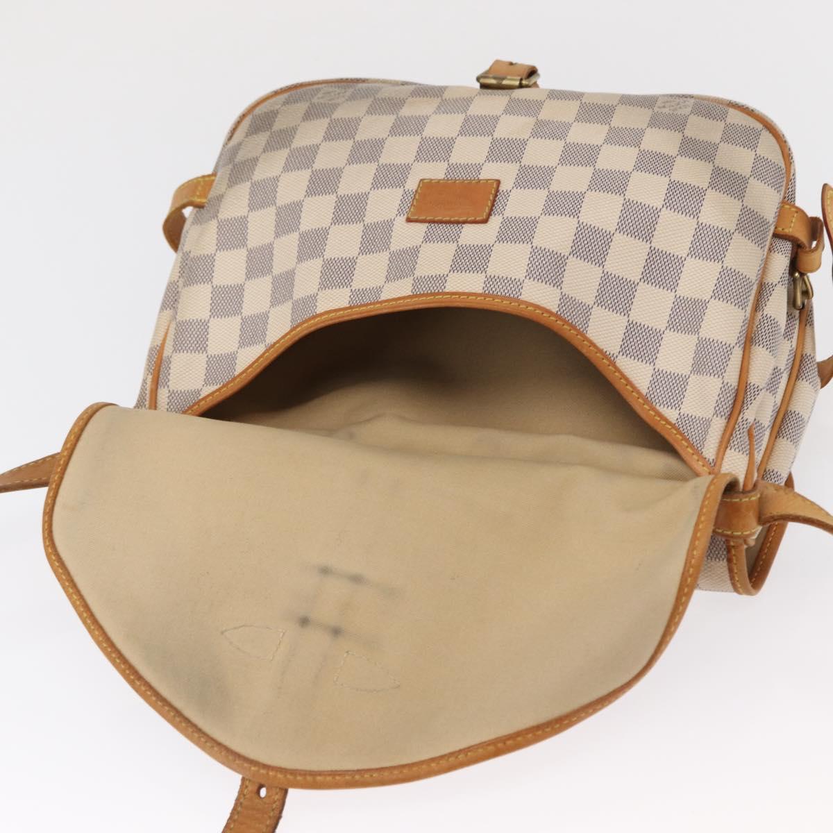 LOUIS VUITTON Damier Azur Saumur 30 Shoulder Bag SPO N48202 LV Auth 168246