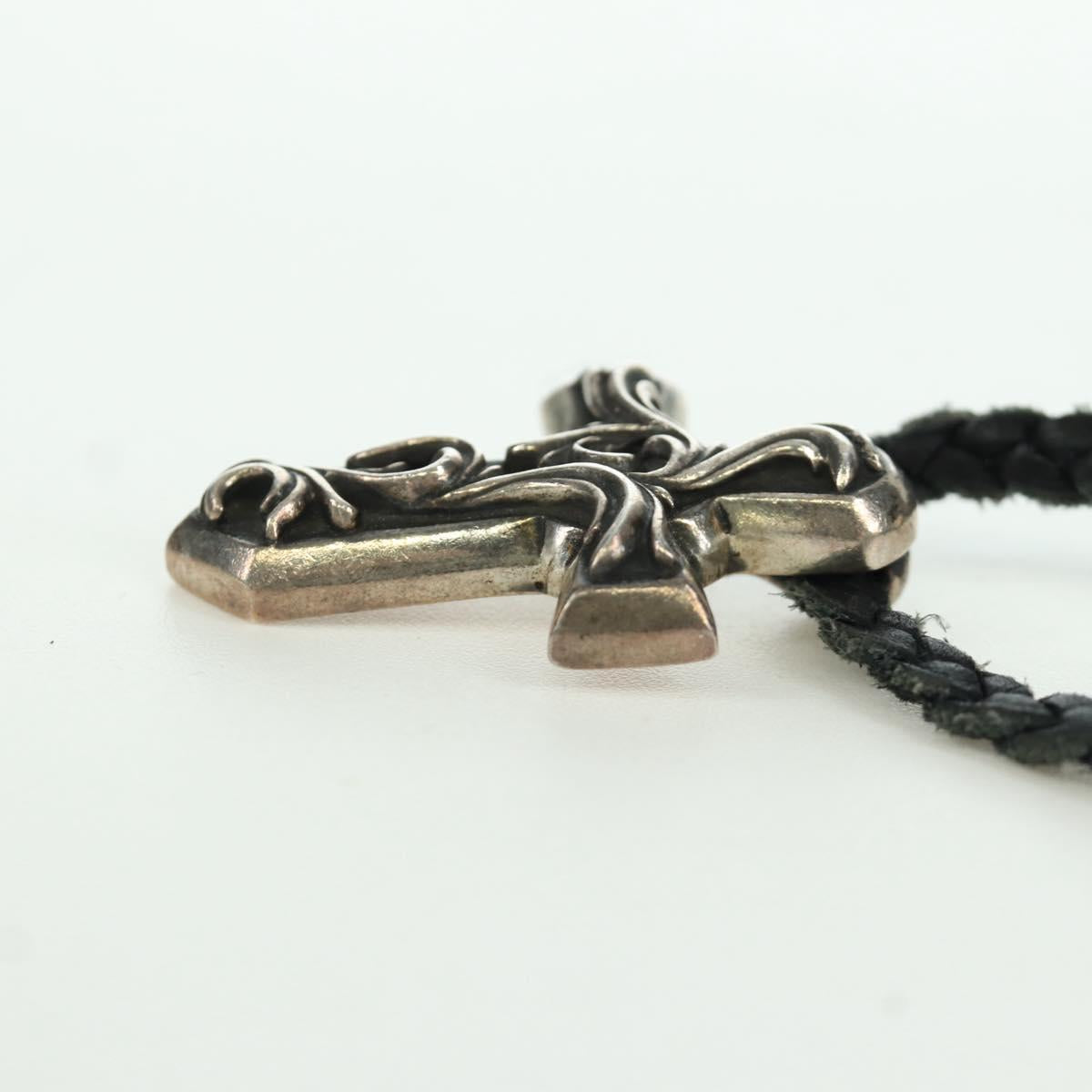 Chrome Hearts Small Balkan Cross/W Boro Chip Necklace Ag925 Silver Auth 168247SM