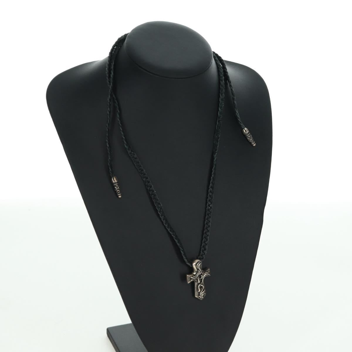 Chrome Hearts Small Balkan Cross/W Boro Chip Necklace Ag925 Silver Auth 168247SM