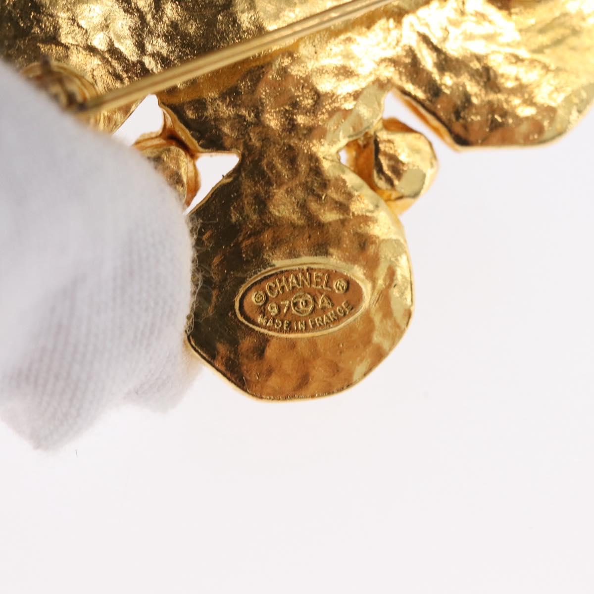 CHANEL COCO Mark Brooch metal Gold Tone CC Auth 168257V