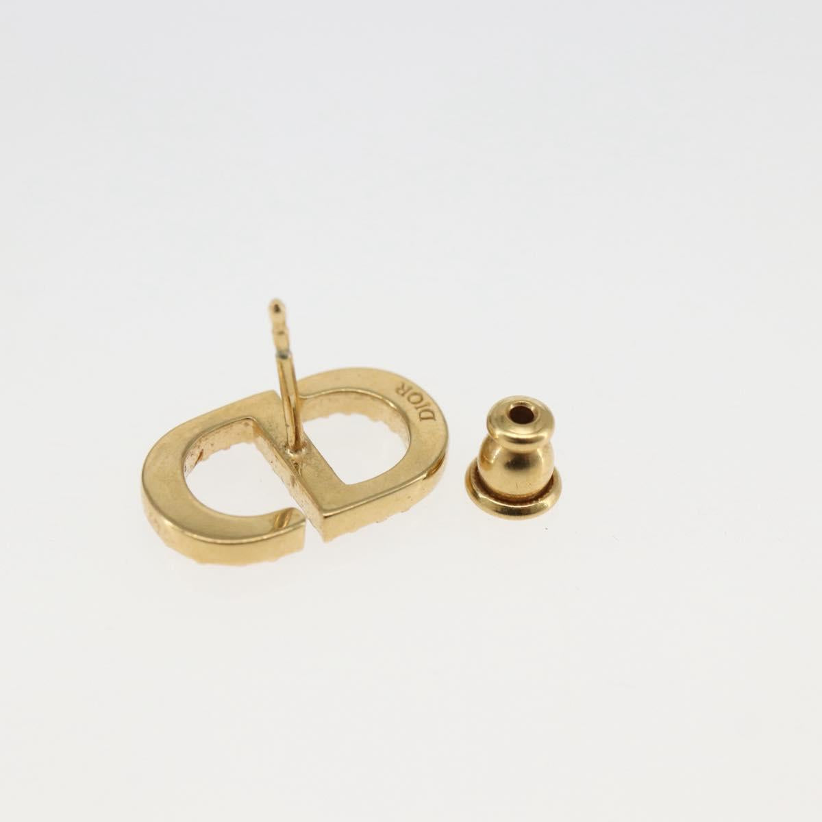 Christian Dior Rhinestone Pierce Earring metal Gold Tone Auth 168258M