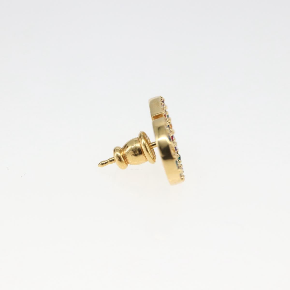 Christian Dior Rhinestone Pierce Earring metal Gold Tone Auth 168258M