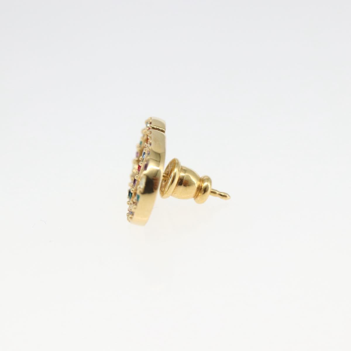 Christian Dior Rhinestone Pierce Earring metal Gold Tone Auth 168258M