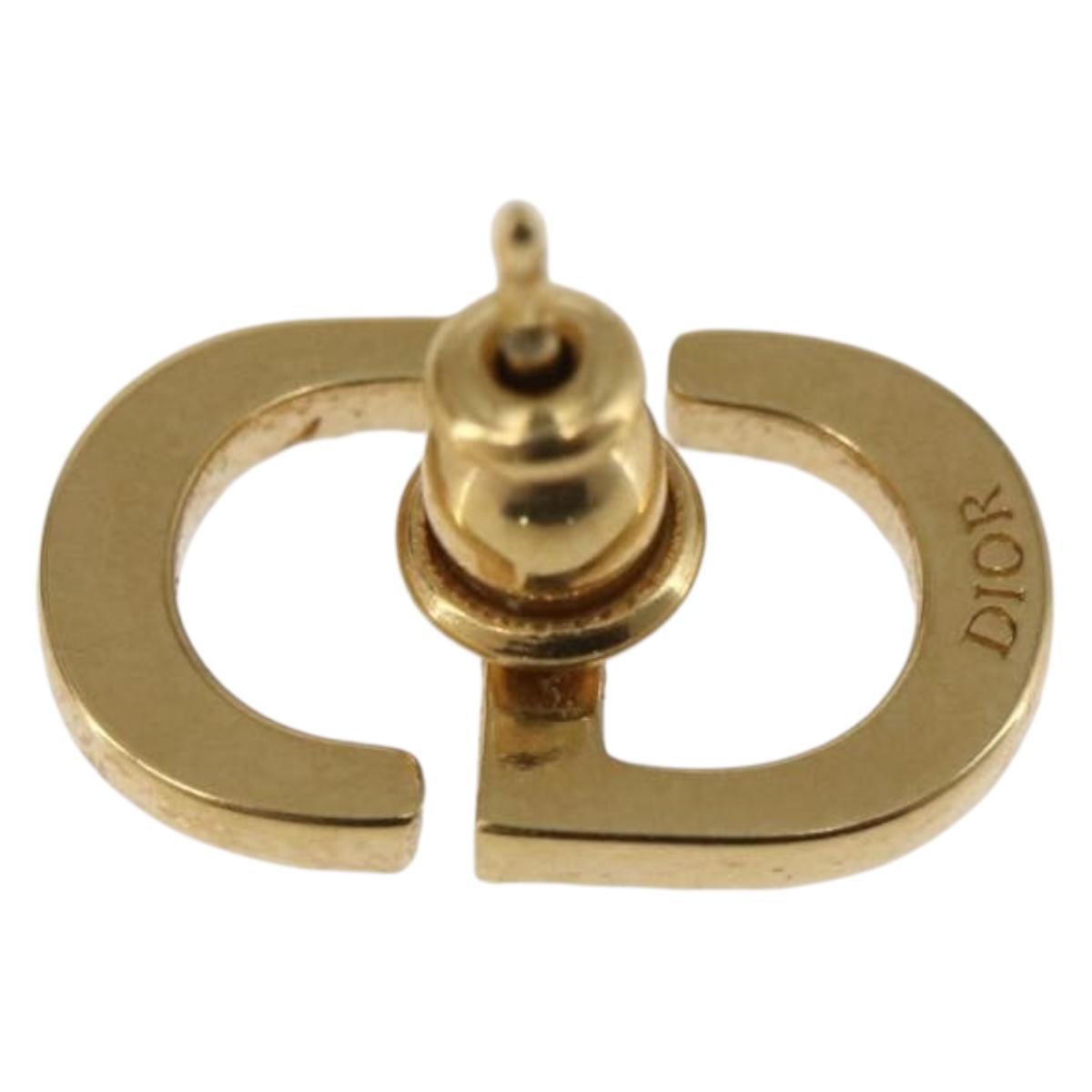 Christian Dior Rhinestone Pierce Earring metal Gold Tone Auth 168258M