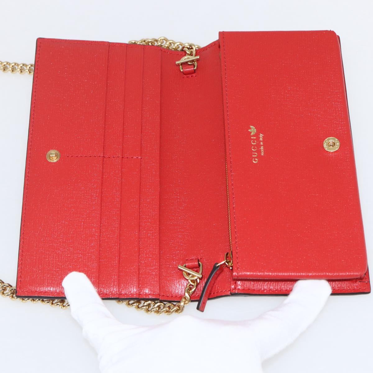 GUCCI adidas Horsebit Chain Shoulder Wallet Leather Gold 621892 Auth 168261SAM